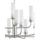 Candelabre, Lustre - Candelabru 12 brate, otel nickel, sticla canelata PRESTON 5088