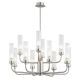 Candelabre, Lustre - Candelabru 12 brate, otel nickel, sticla canelata PRESTON 5088