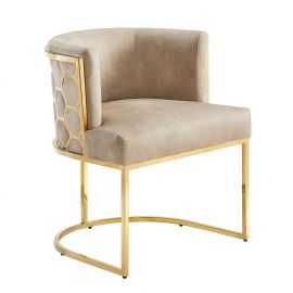 Scaune - Scaun ELEGANCE catifea bej, otel inoxidabil auriu