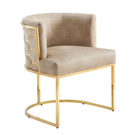 Scaune - Scaun ELEGANCE catifea bej, otel inoxidabil auriu