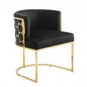 Scaun ELEGANCE catifea neagra, otel inoxidabil auriu