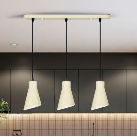 Pendule, Lustre suspendate - Lustra cu 3 pendule din metal crem satinat Bera