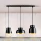 Pendule, Lustre suspendate - Lustra cu 3 pendule din metal negru cu auriu Vulcano