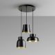 Pendule, Lustre suspendate - Lustra cu 3 pendule din metal negru cu auriu Vulcano