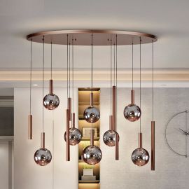 Pendule, Lustre suspendate - Lustra bronz inchis cu 14 pendule fumurii Sapore bronz