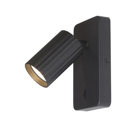 Aplice cu Spot - Aplica cu spot din aluminiu canelat Anna Reader negru