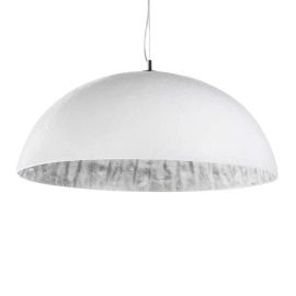Pendule, Lustre suspendate - Lustra din fibra de sticla Glow 70cm, alb/ argintiu