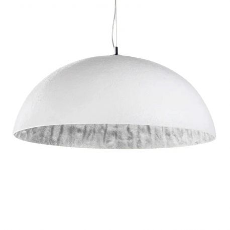 Pendule, Lustre suspendate - Lustra din fibra de sticla Glow 70cm, alb/ argintiu