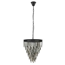 Candelabru CRYSTAL 50cm metal negru, cristale sticla