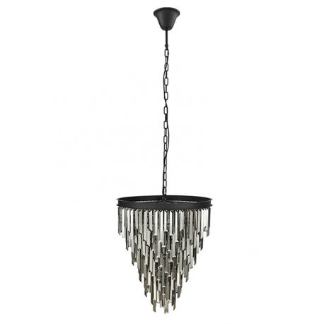 Candelabre, Lustre - Candelabru CRYSTAL 50cm metal negru, cristale sticla