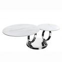 Masuta de cafea moderna cu doua blaturi rotative din ceramica DANCING RINGS 80-135cm
