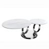 Masuta de cafea moderna cu doua blaturi rotative din ceramica DANCING RINGS 80-135cm