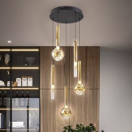 Pendule, Lustre suspendate - Lustra LED suspendata design modern Essenza negru, auriu