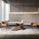 Mese dining - Masa LUX furnir lemn si marmura portelanata Barrel 220x100cm