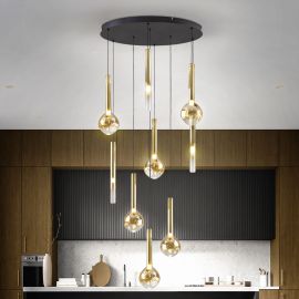 Candelabre, Lustre - Lustra LED suspendata cu telecomanda Essenza negru, auriu