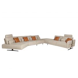 Coltar modular LUX design italian cu sezlong dreapta Velvet sand