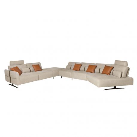 Coltare - Coltar modular LUX design italian cu sezlong stanga Velvet sand