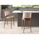 Scaune Bar - Scaun de bar din lemn si piele sintetica Cream