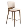 Scaun de bar din lemn si piele sintetica Cream