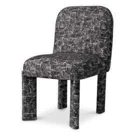 Scaun dining tapitat LUX Magnus, Solent alb cu negru