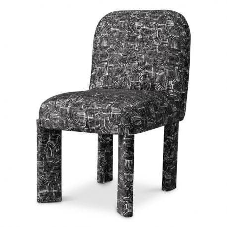 Scaune - Scaun dining tapitat LUX Magnus, Solent alb cu negru