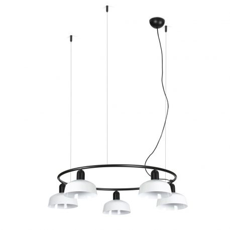 Pendule, Lustre suspendate - Lustra suspendata metal TATAWIN S 5L negru, alb