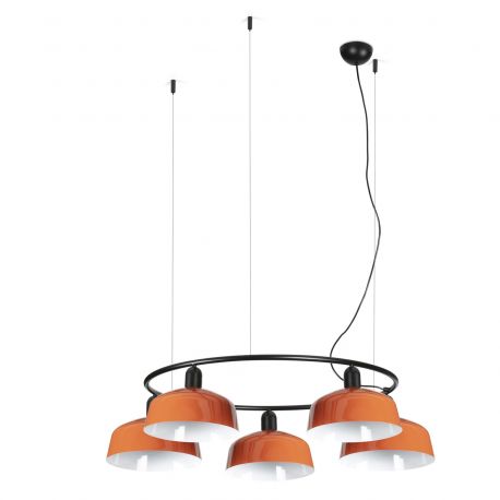 Pendule, Lustre suspendate - Lustra suspendata metal TATAWIN M 5L negru, orange