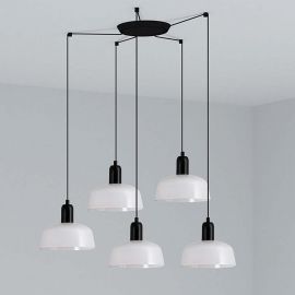 Pendule, Lustre suspendate - Lustra cu 5 pendule metal TATAWIN S alba
