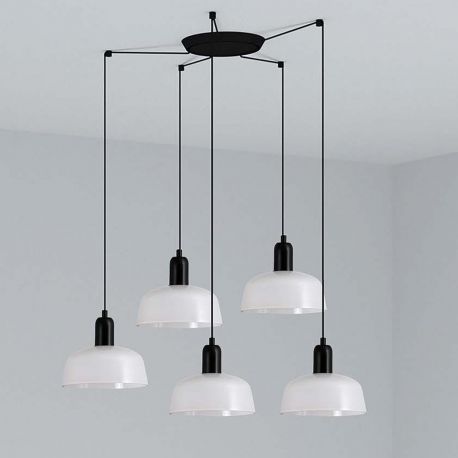 Pendule, Lustre suspendate - Lustra cu 5 pendule metal TATAWIN S alba