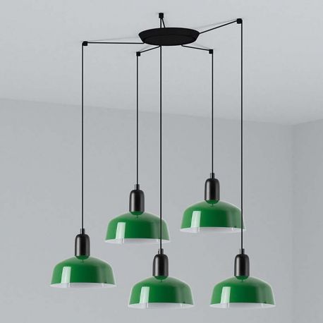 Pendule, Lustre suspendate - Lustra cu 5 pendule metal TATAWIN S verde