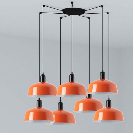 Pendule, Lustre suspendate - Lustra cu 7 pendule metal TATAWIN M orange