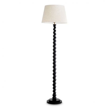 Lampadare - Lampa de podea LUX, Lemn, Tesatura, Negru, Massimo