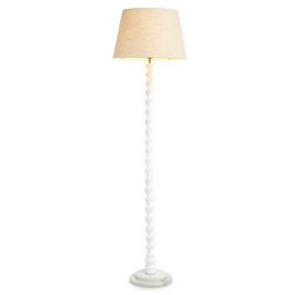 Lampa de podea LUX, Lemn, Tesatura, Alb, Massimo