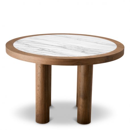Mese dining - Masa rotunda LUX, Marmura, Furnir Nuc, Presedio 120cm
