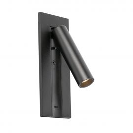 Aplice, corpuri de iluminat pentru pereti - Aplica cu reader LED directionabil stil minimalist GABO USB C negru