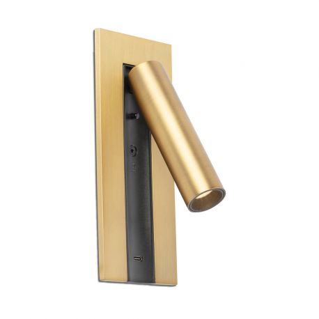 Aplice, corpuri de iluminat pentru pereti - Aplica cu reader LED directionabil stil minimalist GABO USB C bronz