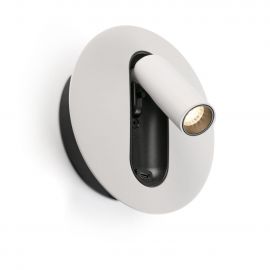 Aplice, corpuri de iluminat pentru pereti - Aplica cu reader LED directionabil stil minimalist TIMIT USB C alb