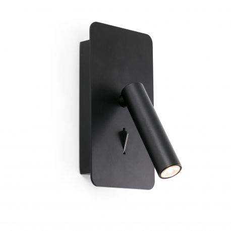 Aplice, corpuri de iluminat pentru pereti - Aplica cu reader LED directionabil stil minimalist SUAU USB C negru