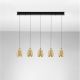 Pendule, Lustre suspendate - Lustra moderna cu 4 pendule LED, Metal, Sticla, Champaigne, ALISH