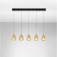 Pendule, Lustre suspendate - Lustra moderna cu 4 pendule LED, Metal, Sticla, Champaigne, ALISH