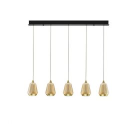 Pendule, Lustre suspendate - Lustra moderna cu 4 pendule LED, Metal, Sticla, Champaigne, ALISH