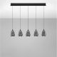 Pendule, Lustre suspendate - Lustra moderna cu 4 pendule LED, Metal, Sticla, Fumuriu, ALISH