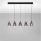 Pendule, Lustre suspendate - Lustra moderna cu 4 pendule LED, Metal, Sticla, Fumuriu, ALISH