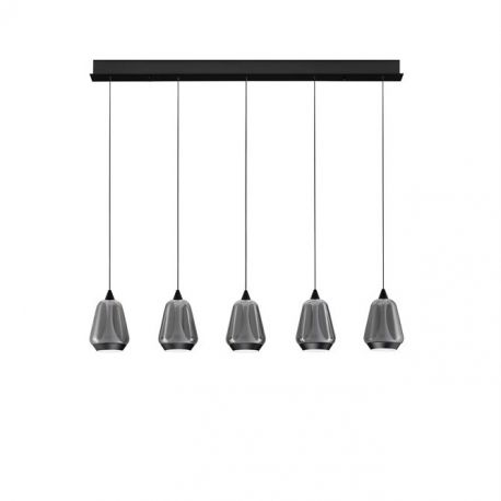 Pendule, Lustre suspendate - Lustra moderna cu 4 pendule LED, Metal, Sticla, Fumuriu, ALISH