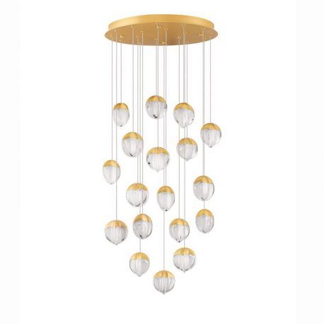 Pendule, Lustre suspendate - Lustra cu 18 pendule LED ALICIA auriu