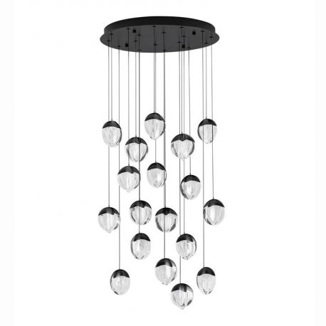 Pendule, Lustre suspendate - Lustra cu 18 pendule LED ALICIA negru