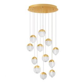 Pendule, Lustre suspendate - Lustra cu 12 pendule LED ALICIA auriu