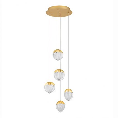 Pendule, Lustre suspendate - Lustra cu 5 pendule LED ALICIA auriu