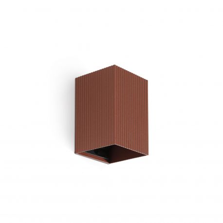 Aplice, corpuri de iluminat pentru pereti - Aplica perete aluminiu striat maro teracota, 1xGU10, LUNE square
