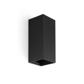 Aplica perete aluminiu striat negru, 2xGU10, LUNE square